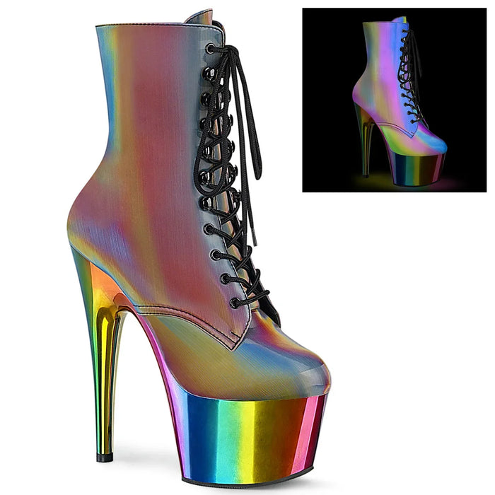 Tacones Pleaser ADORE-1020RC-REFL Rainbow Reflective Cromo