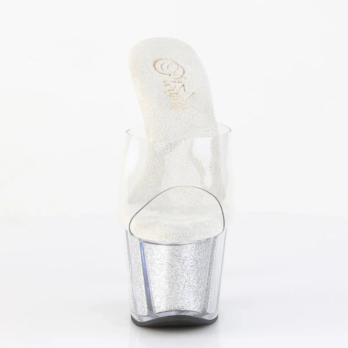 Tacones Pleaser ADORE-701G Transparente Plata Gltr