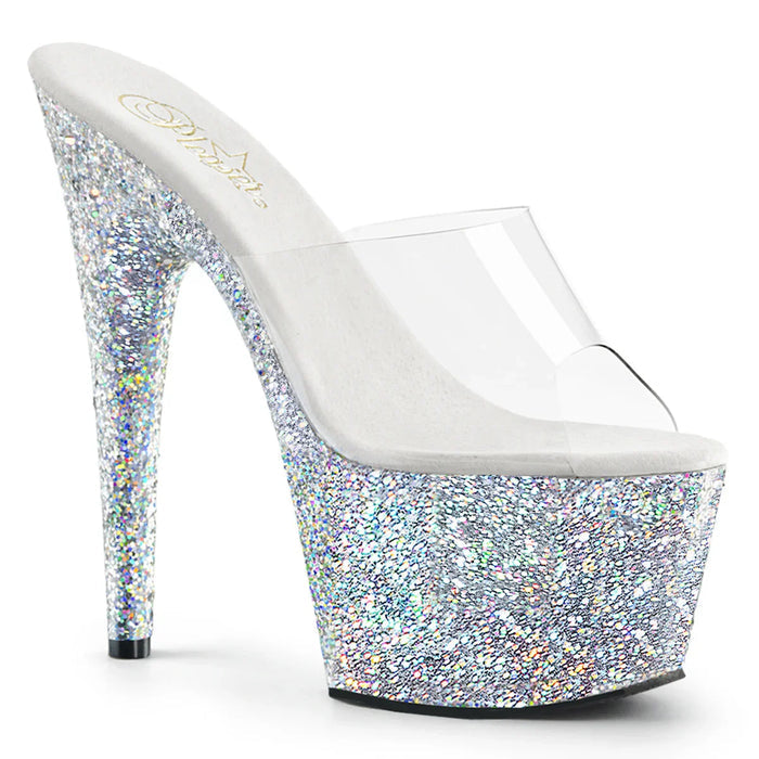Tacones Pleaser ADORE-701LG Transparente Plata Gltr