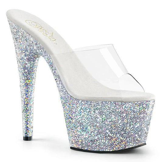 Tacones Pleaser ADORE-701LG Transparente Plata Gltr