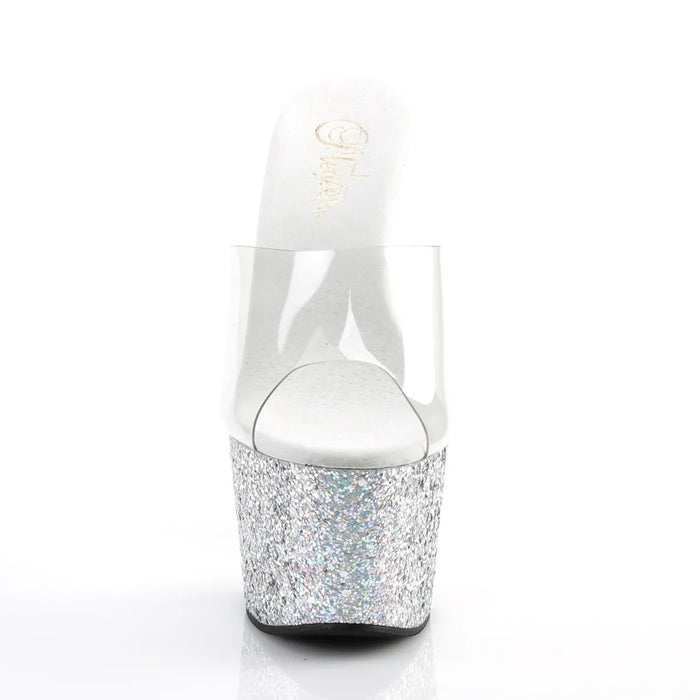 Tacones Pleaser ADORE-701LG Transparente Plata Gltr
