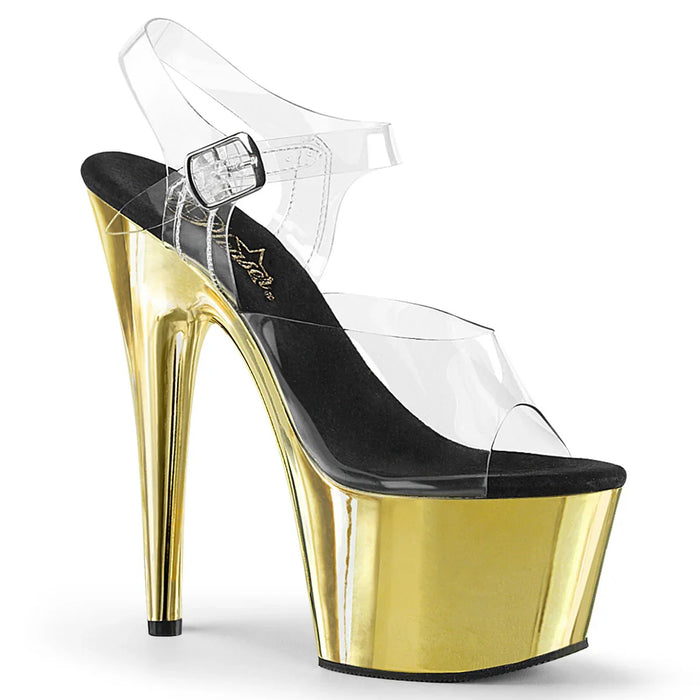 Tacones Pleaser ADORE-708 Transparente Dorado Cromo