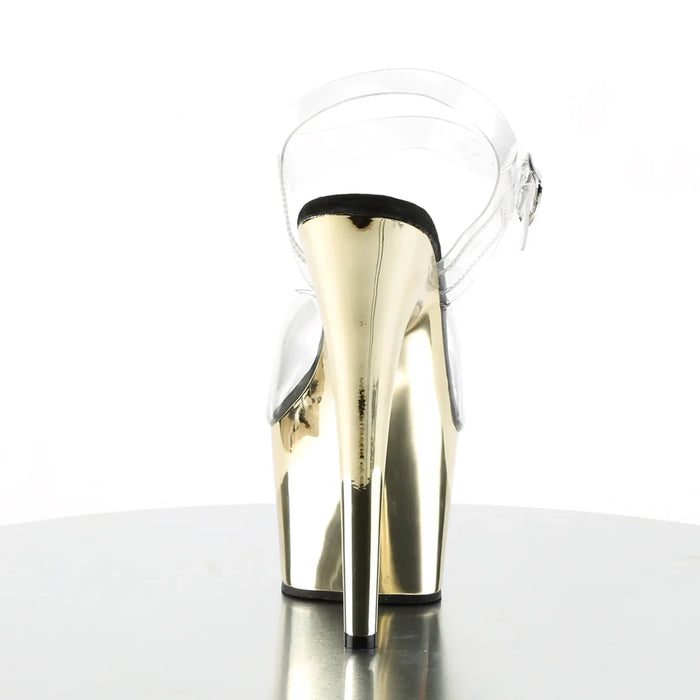 Tacones Pleaser ADORE-708 Transparente Dorado Cromo