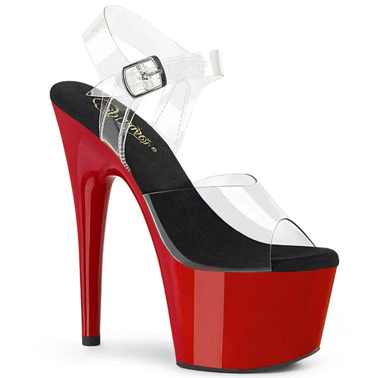 Tacones Pleaser ADORE-708 Transparente Negro Rojo