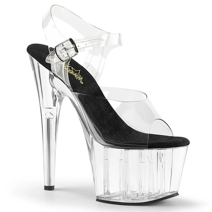 Tacones Pleaser Adore-708 transparente negro para Pole Dance