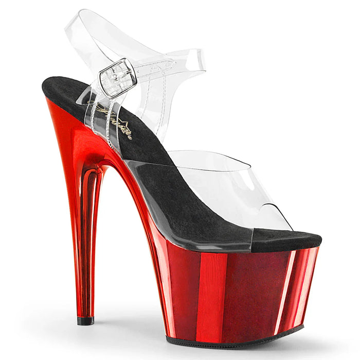 Tacones Pleaser ADORE-708 Transparente Rojo Cromo