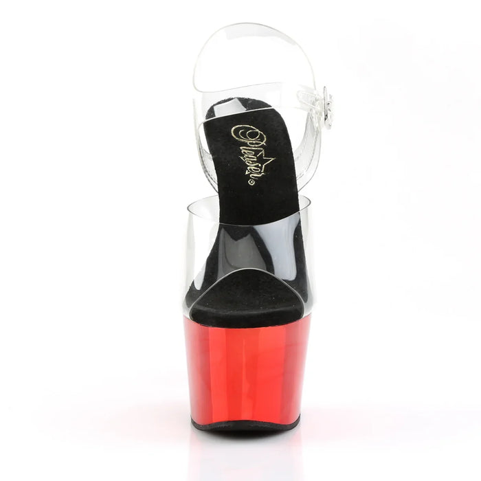 Tacones Pleaser ADORE-708 Transparente Rojo Cromo