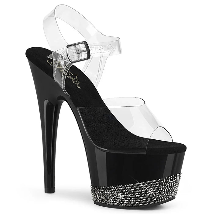 Tacones Pleaser ADORE-708-3 Transparente Negro Pewter