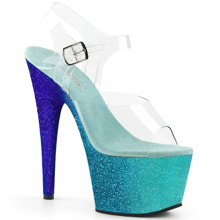 Tacones Pleaser ADORE-708OMBRE Transparente Aguamarina Azul
