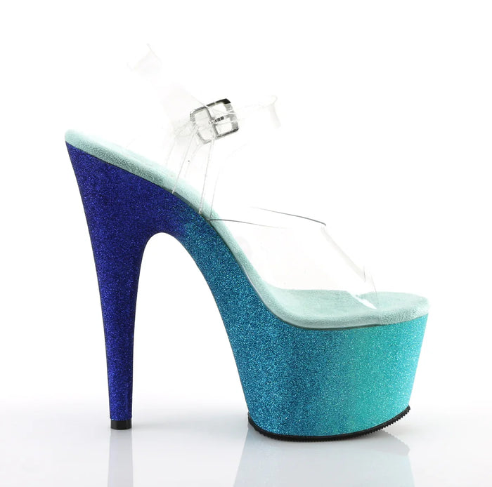 Tacones Pleaser ADORE-708OMBRE Transparente Aguamarina Azul