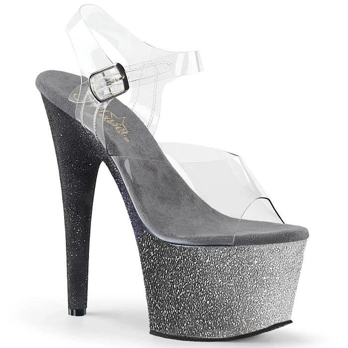 Tacones Pleaser ADORE-708OMBRE Transparente Plata Negro