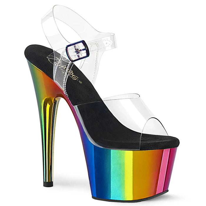 Tacones Pleaser ADORE-708RC Transparente Rainbow Cromo
