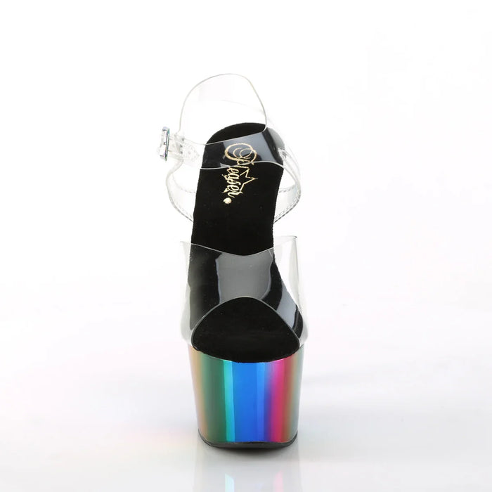 Tacones Pleaser ADORE-708RC Transparente Rainbow Cromo