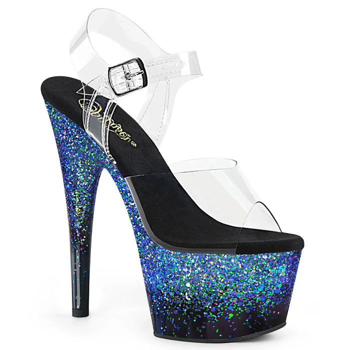 Tacones Pleaser ADORE-708SS Transparente Negro Azul