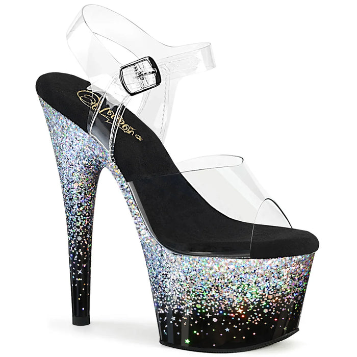 Tacones Pleaser ADORE-708SS Transparente Negro Plata