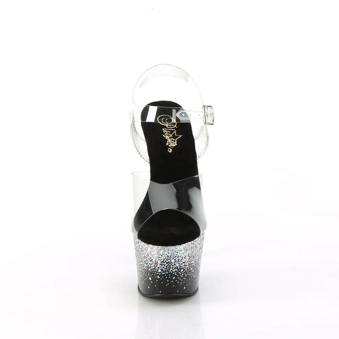 Tacones Pleaser ADORE-708SS Transparente Negro Plata