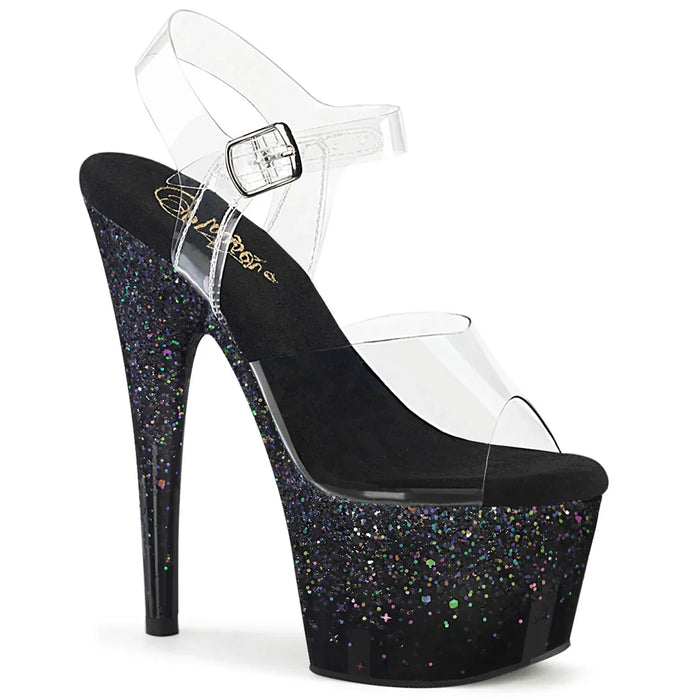 Tacones Pleaser ADORE-708SS Transparente Negro Purpurina