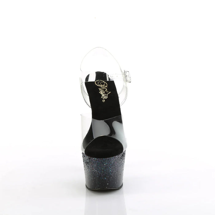Tacones Pleaser ADORE-708SS Transparente Negro Purpurina
