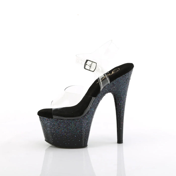 Tacones Pleaser ADORE-708SS Transparente Negro Purpurina