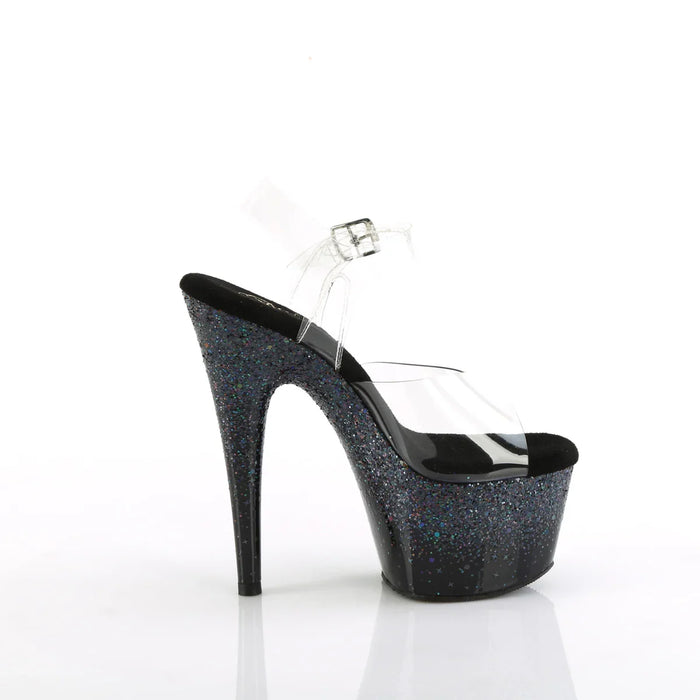 Tacones Pleaser ADORE-708SS Transparente Negro Purpurina