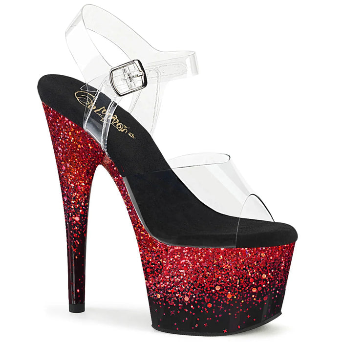 Tacones Pleaser ADORE-708SS Transparente Negro Rojo