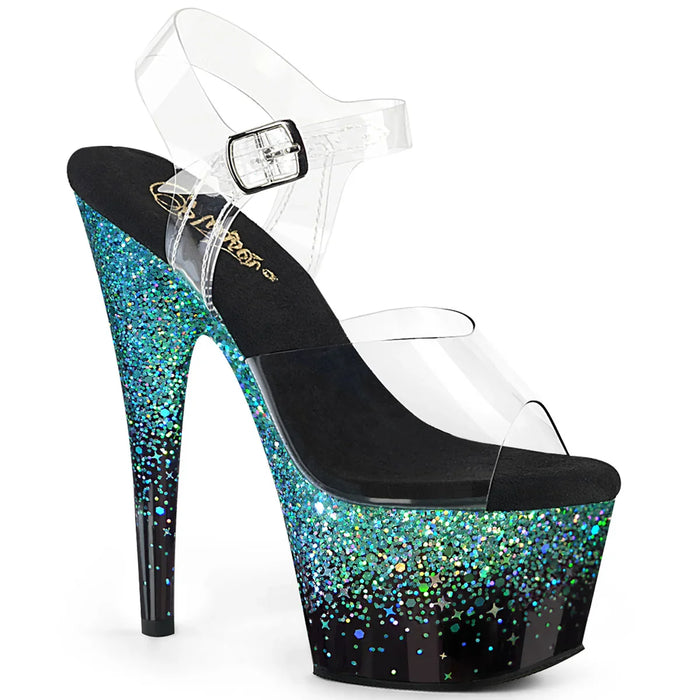 Tacones Pleaser ADORE-708SS Transparente Negro Turquoise