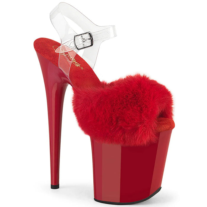 Tacones Pleaser FLAMINGO-808FUR Rojo Faux Fur