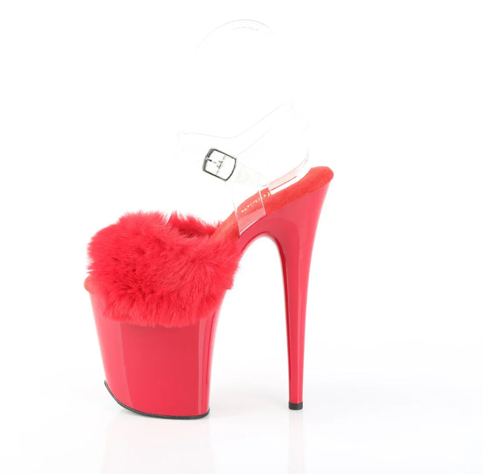 Tacones Pleaser FLAMINGO-808FUR Rojo Faux Fur