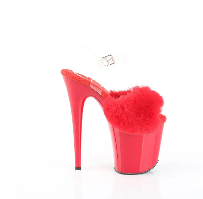 Tacones Pleaser FLAMINGO-808FUR Rojo Faux Fur