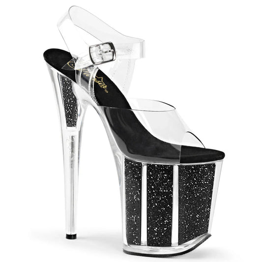 Tacones Pleaser FLAMINGO-808G Transparente Negro Gltr