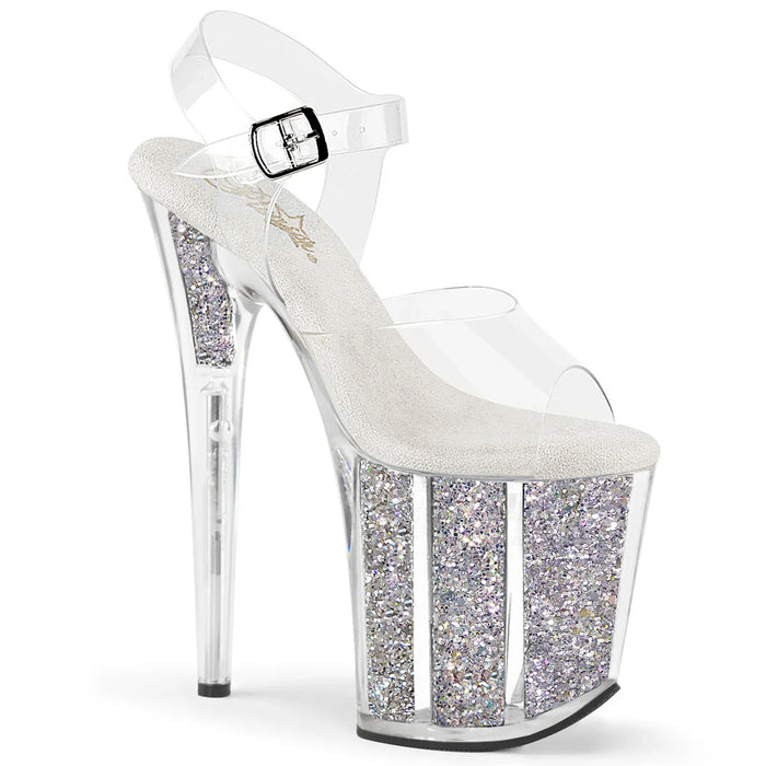 Tacones Pleaser FLAMINGO-808G Transparente Plata Gltr