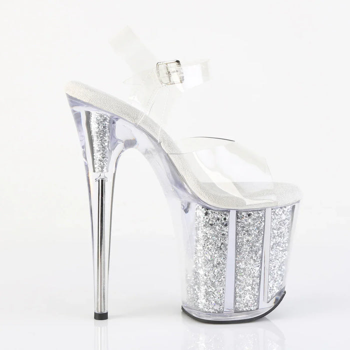 Tacones Pleaser FLAMINGO-808G Transparente Plata Gltr