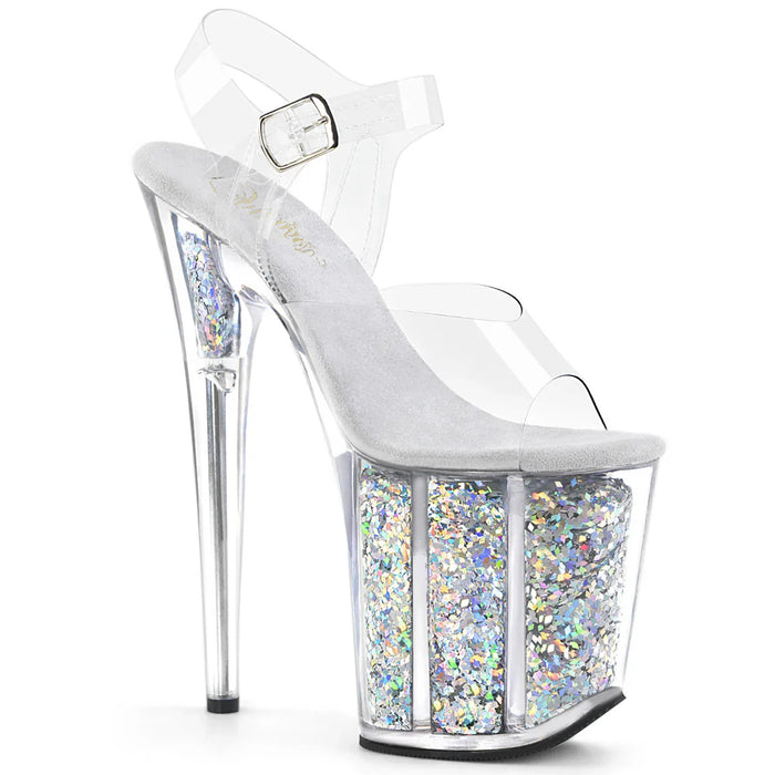 Tacones Pleaser FLAMINGO-808GF Transparente Plata Purpurina