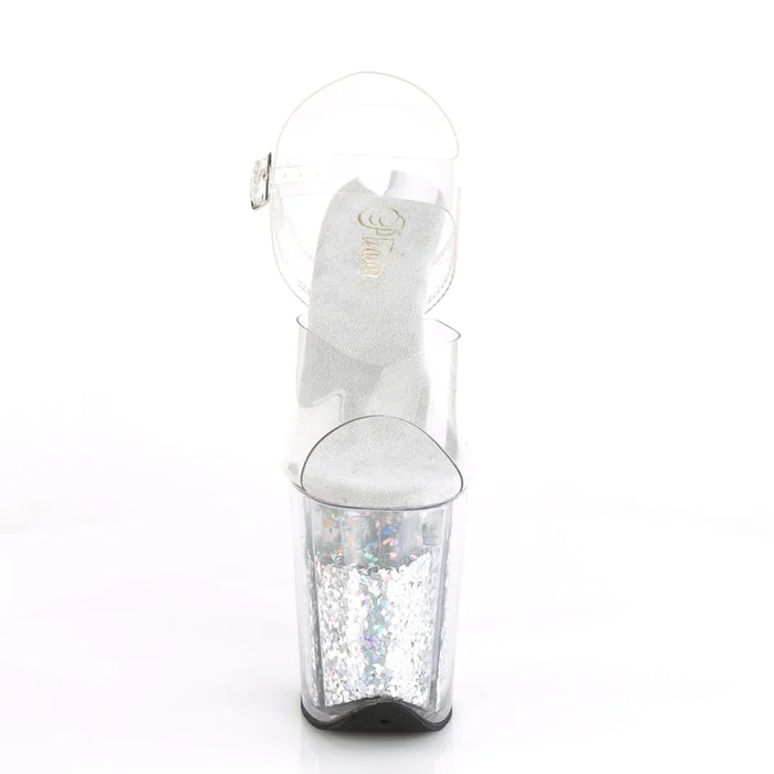 Tacones Pleaser FLAMINGO-808GF Transparente Plata Purpurina
