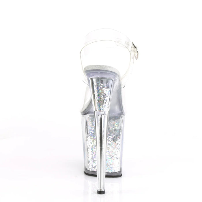 Tacones Pleaser FLAMINGO-808GF Transparente Plata Purpurina
