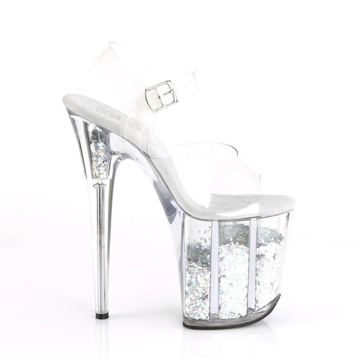Tacones Pleaser FLAMINGO-808GF Transparente Plata Purpurina