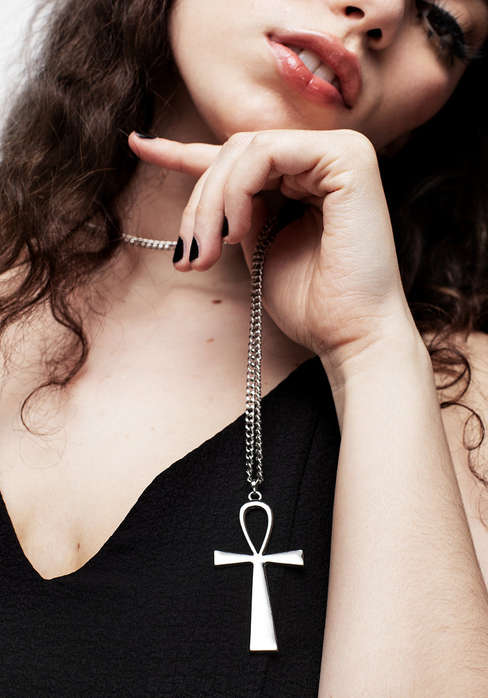 Taweret Long Chain Ankh Pendant