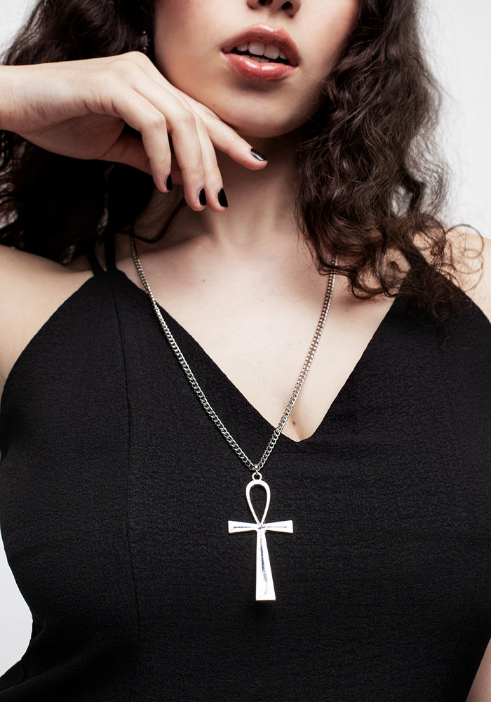 Taweret Long Chain Ankh Pendant