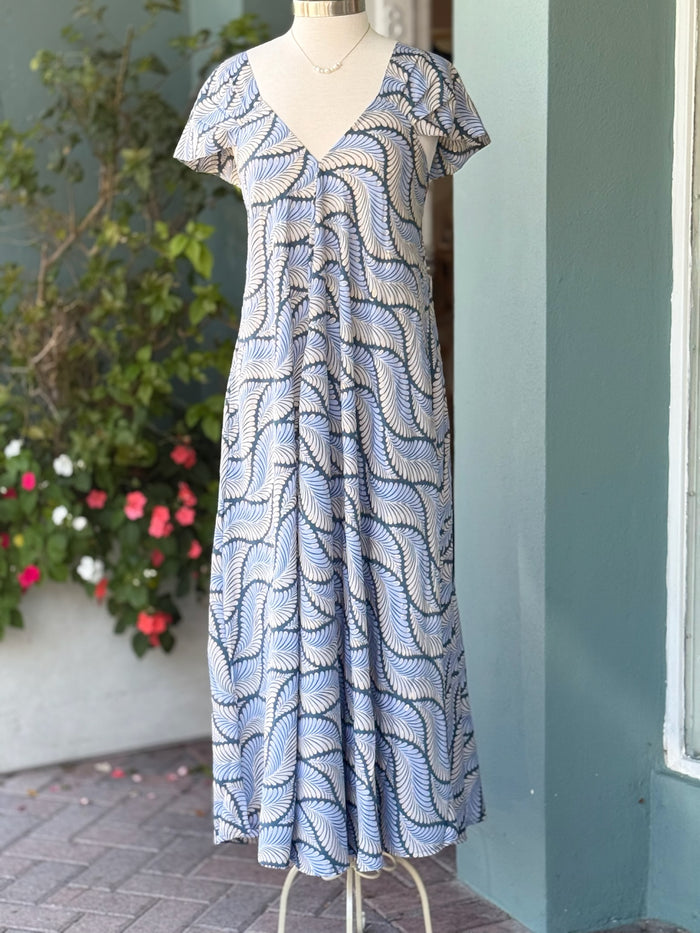 blue flowy midi dress