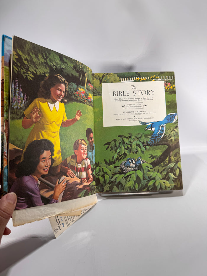 The Bible Story, Volume 1 by Arthur S. Maxwell (1974, 28th Printing) | Illustrated Christian Book with Religious Ephemera | Religious Education