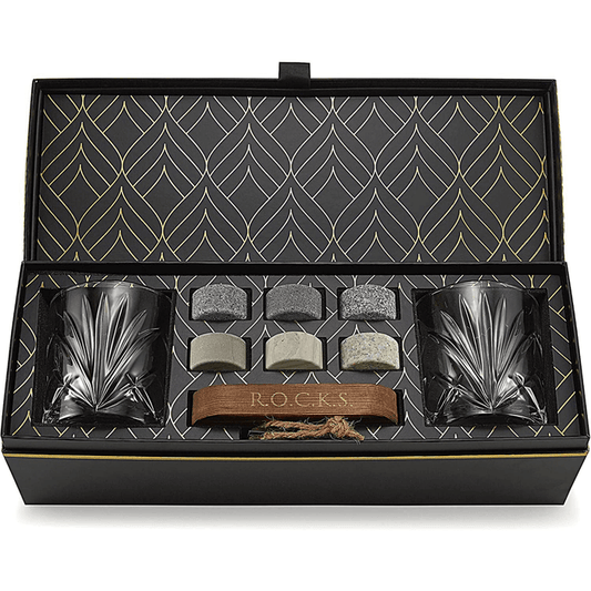 The Connoisseur's Set - Palm Whiskey Glass Edition  ROCKS Whiskey Chilling Stones