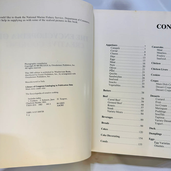 The Encyclopedia of Creative Cooking edited by Charlotte Turgeon First Edition 1980 Weathervane Books
