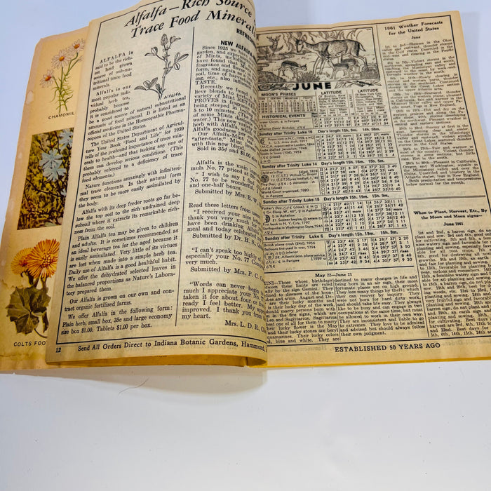 The Herbalist Almanac by the Indiana Botanic Gardens, 1932 & 1961 Editions