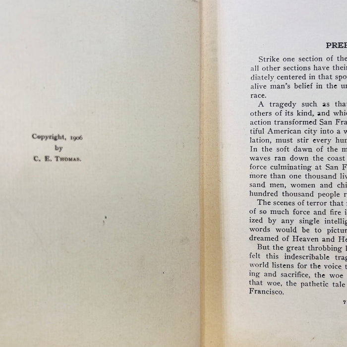 The History of the San Francisco Earthquake and Fire Horror the Complete Story by Charles Eugene Banks 1906
