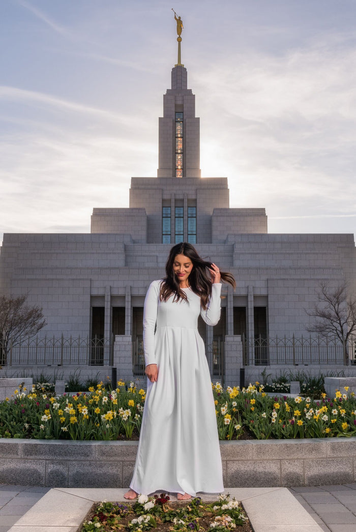 White Modest Dresses: The Michelle by Brigitte Brianna
