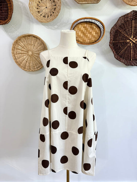 The Skylar Polka Dot Dress in Brown & Ivory