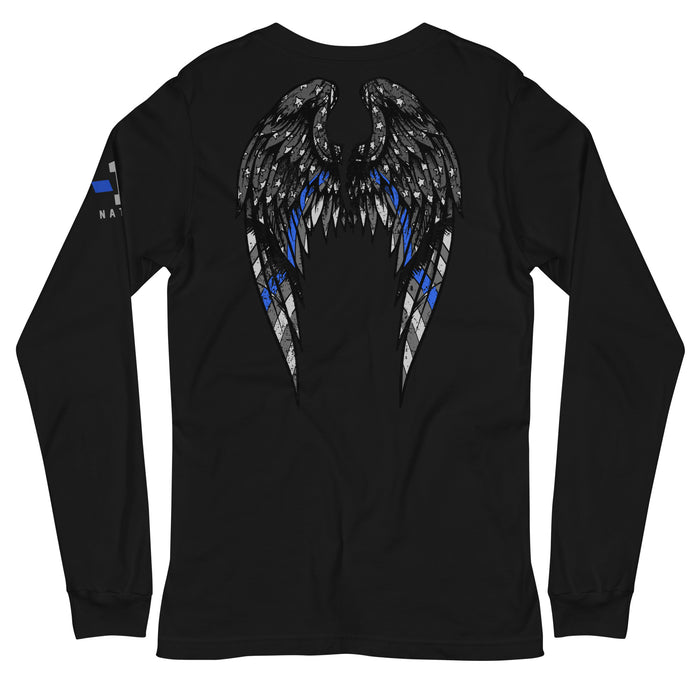 Thin Blue Line Angel Wings Long Sleeve