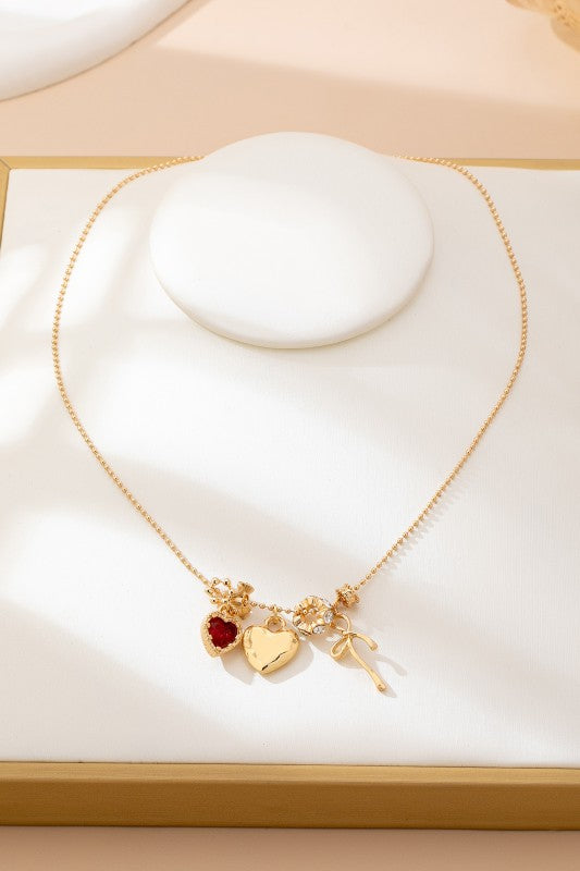 Thoughtful Gift Heart and Bow Necklace-Cute-Trendy-Shop-Womens-Boutique-Clothing-Store