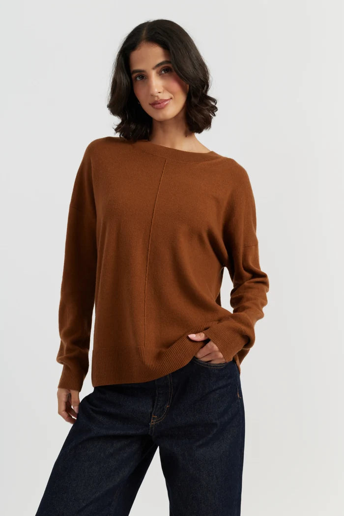 Toffee Wool-Cashmere Slouchy Sweater