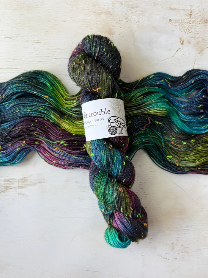 Toil & Trouble Hand-Dyed Confetti Neon Sock